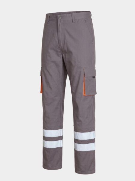 Men's Two-Tone Cargo Work Pants with Visibility Bands