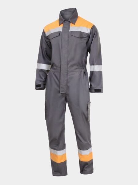 Men's Two-Tone Work Coveralls with Visibility Bands