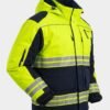 Men's Hooded Utility Work Jacket with Fluorescent Visibility Stripes