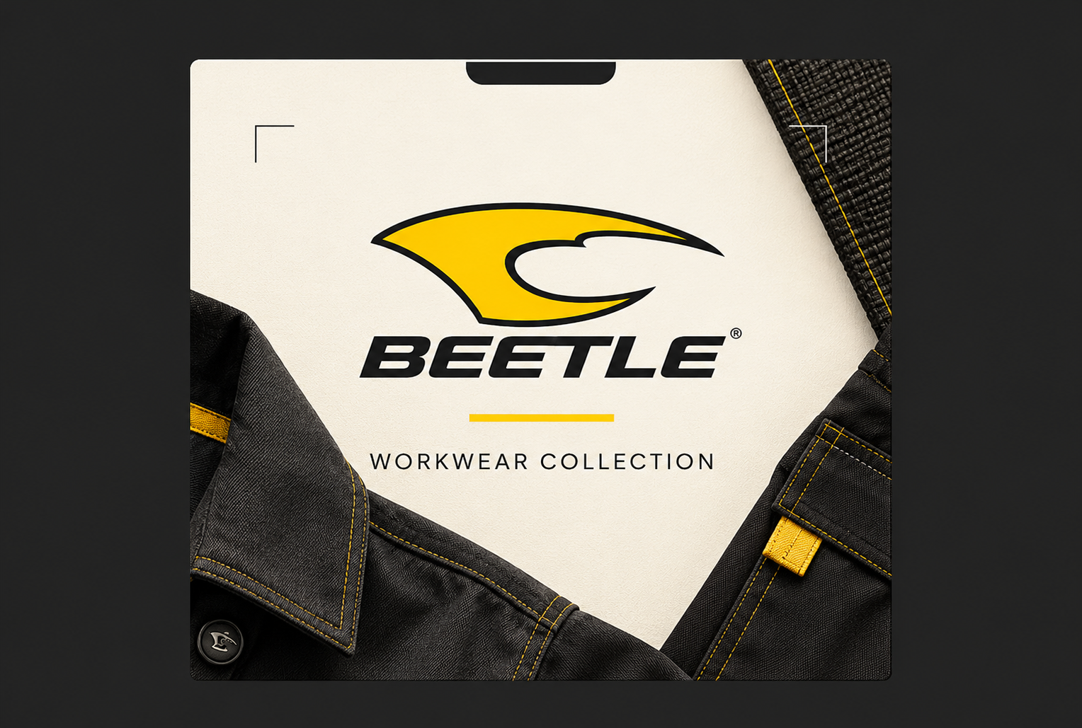 Beetle Workwear private label branding with company logo on a workwear collection label